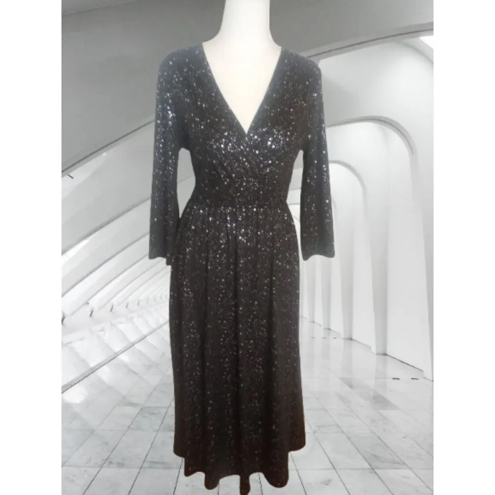 dresses sequin silver Short Sleeve Dress Midi Shirt Dress - Size:4XLarge indirimelbise